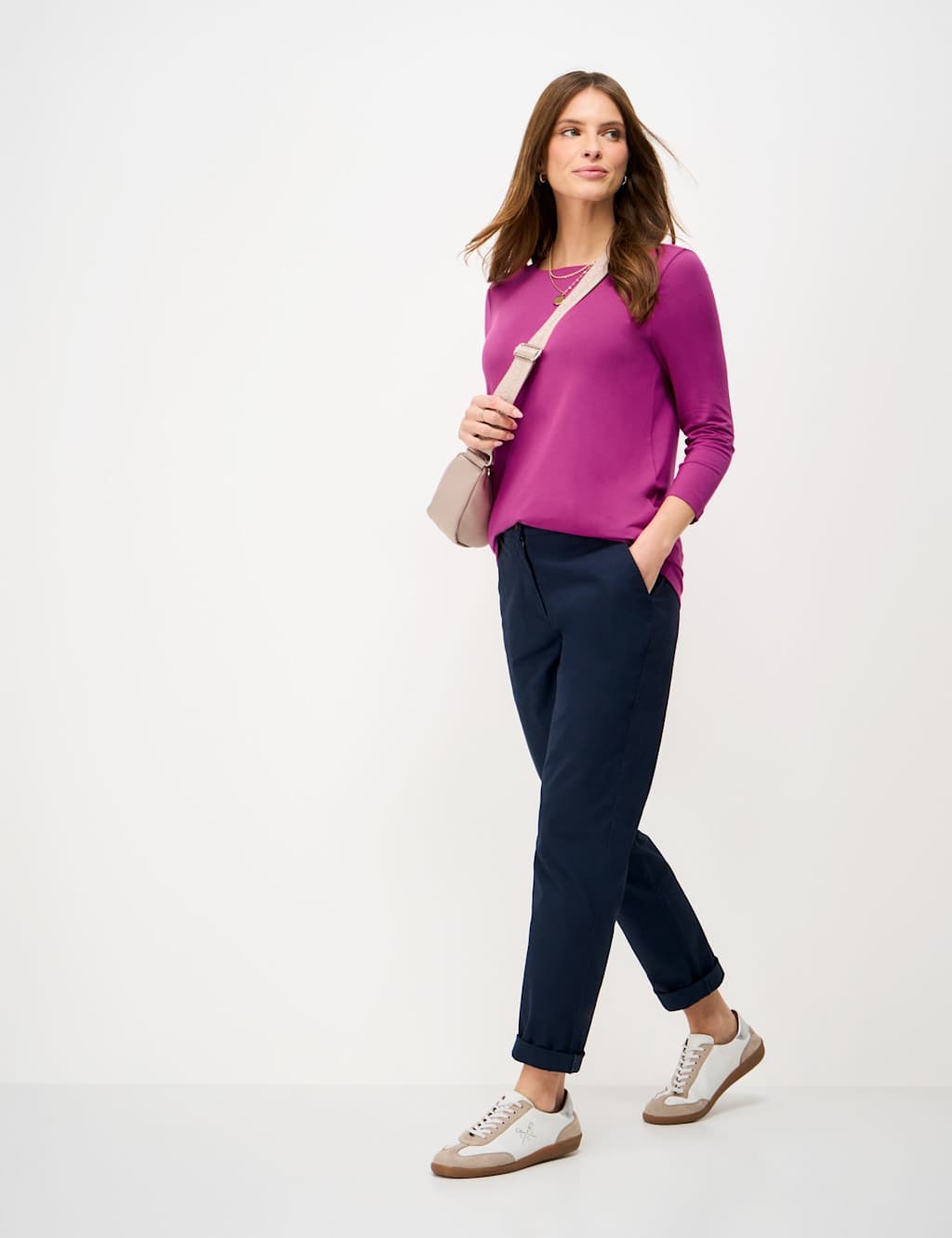 Crew Clothing Women's Modal Rich Boat Neck Top - 8 - Fuchsia - Available at M&S