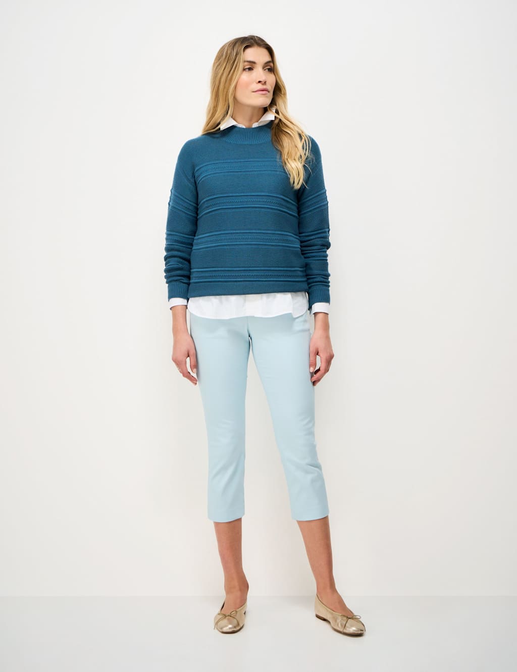 Crew Clothing Women's Cotton Rich Tapered Cropped Chinos - 8 - Aqua - Available at M&S