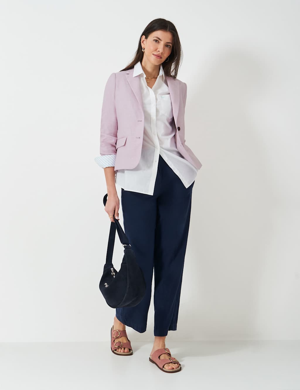 Linen Blend Single Breasted Blazer