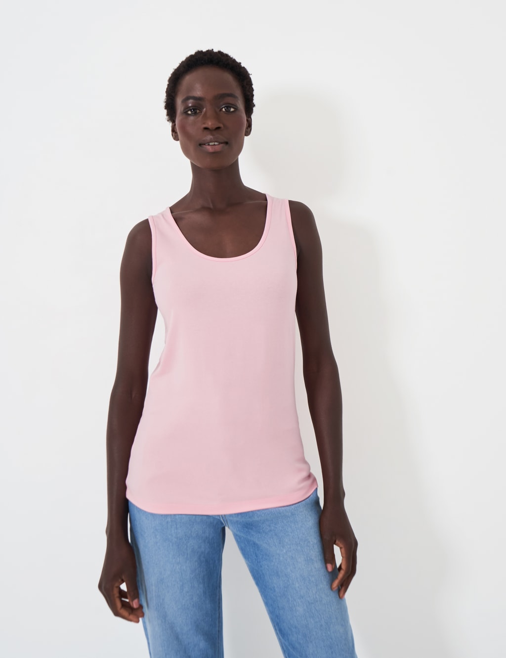 Cotton Blend Scoop Neck Vest