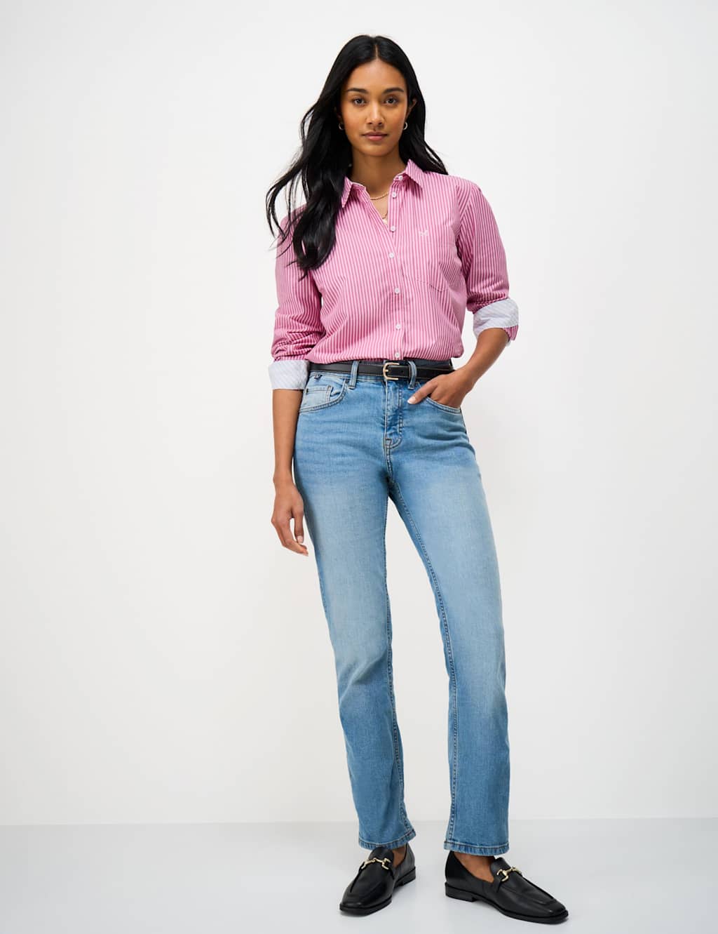 Crew Clothing Women's Relaxed Fit Pure Cotton Shirt - 14 - Pink Mix - Available at M&S
