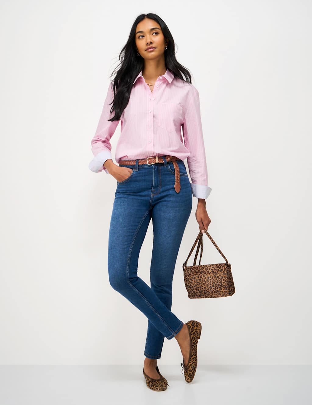 Crew Clothing Women's Relaxed Fit Pure Cotton Shirt - 10 - Light Pink Mix - Available at M&S