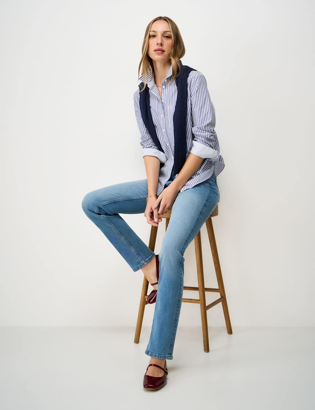 Crew Clothing Women's Relaxed Fit Pure Cotton Shirt - 8 - Navy Mix - Available at M&S
