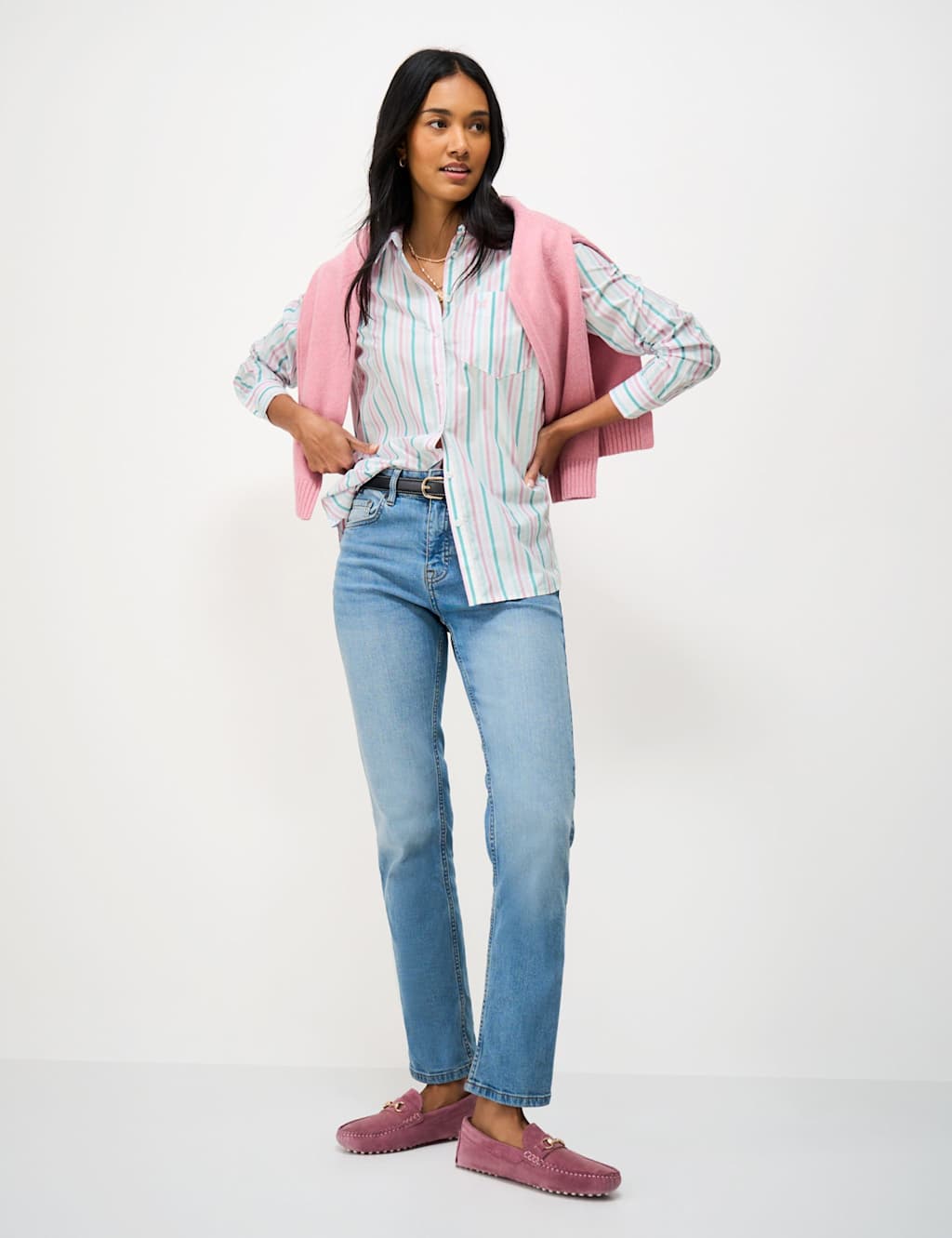 Crew Clothing Women's Relaxed Fit Pure Cotton Shirt - 14 - Multi - Available at M&S