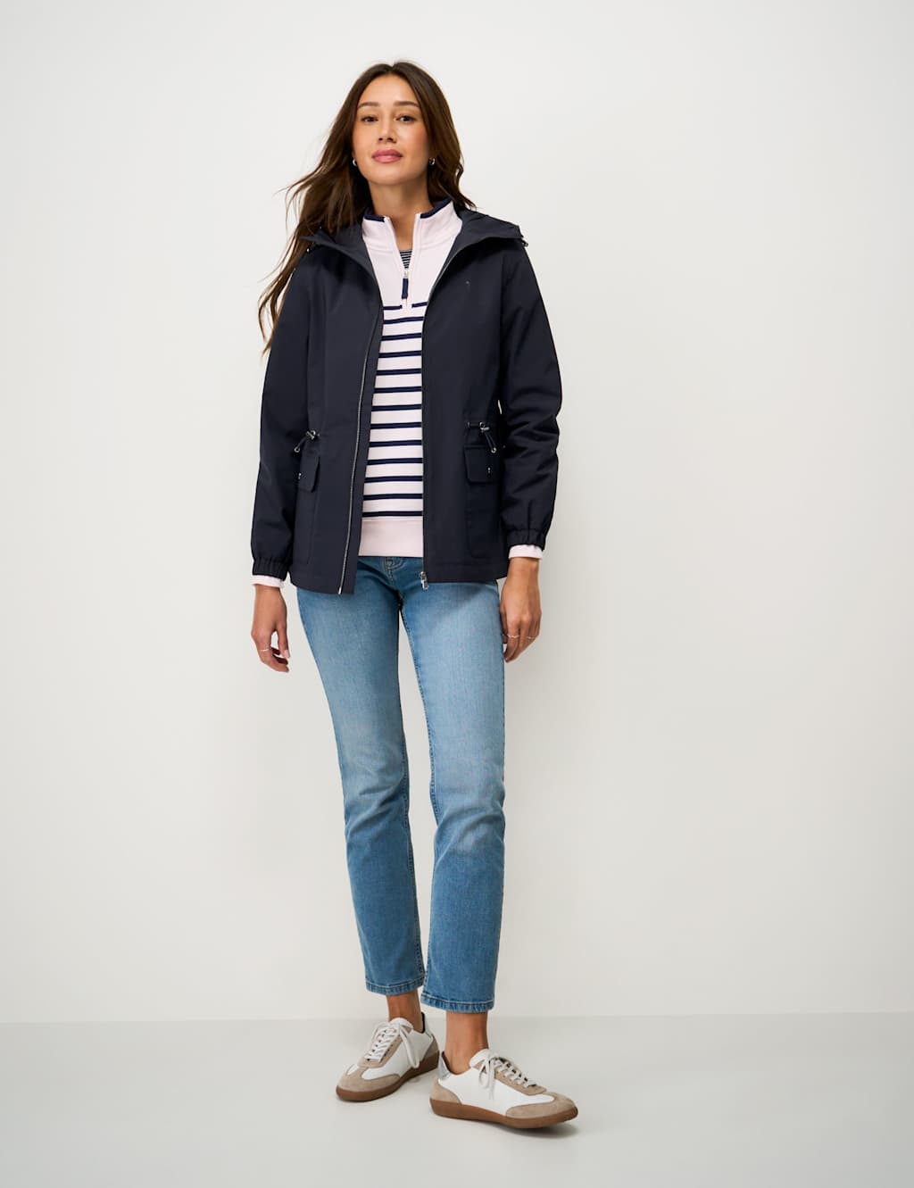Crew Clothing Women's Waterproof Hooded Raincoat - 8 - Navy - Available at M&S