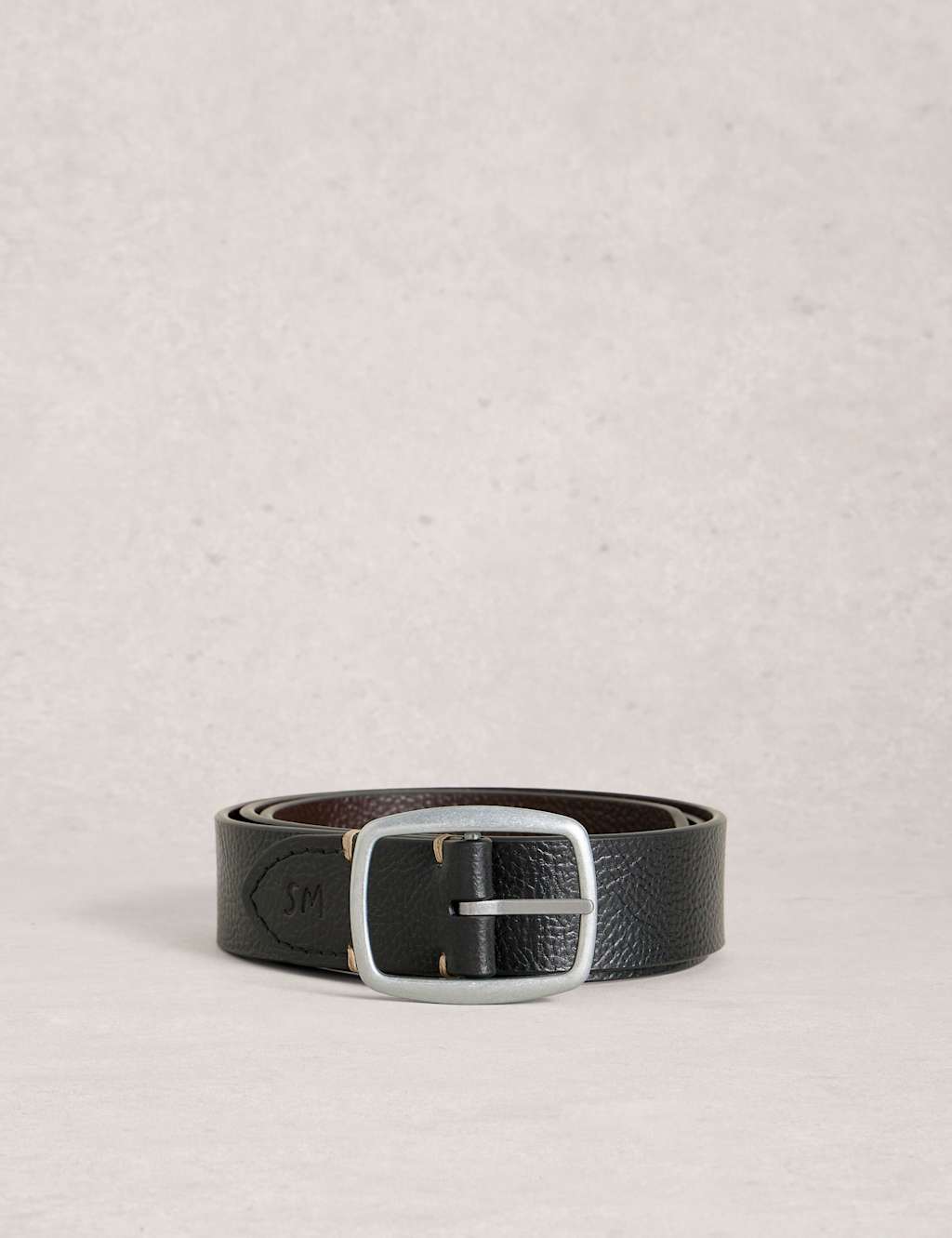 White Stuff Men's Leather Reversible Belt - S - M - Black Mix - Available at M&S