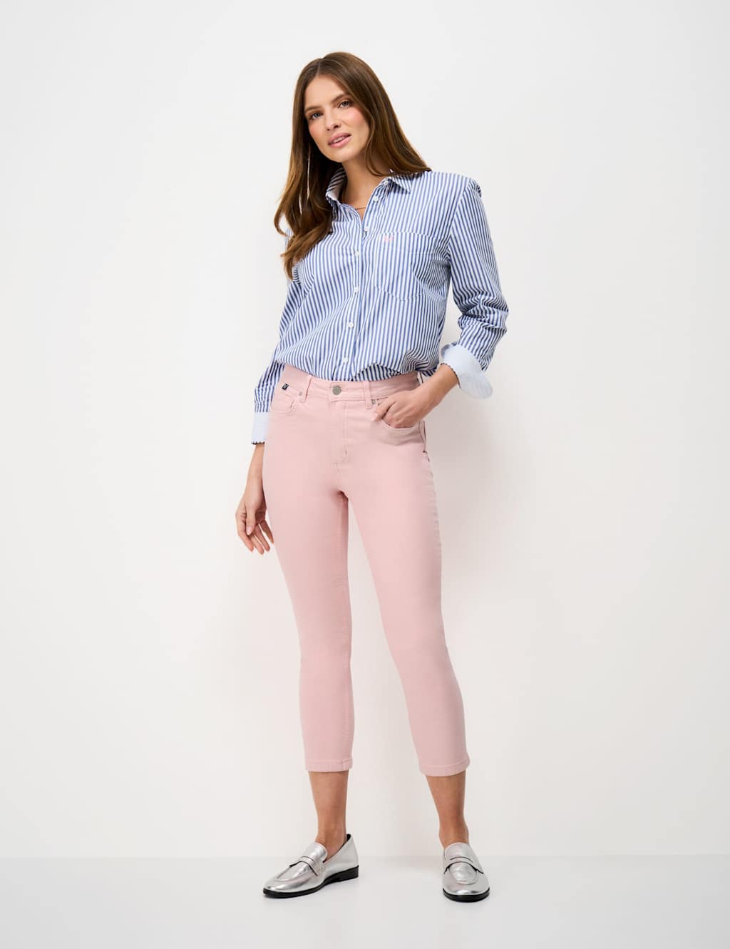 Crew Clothing Women's Mid Rise Slim Fit Cropped Jeans - 12 - Soft Pink - Available at M&S