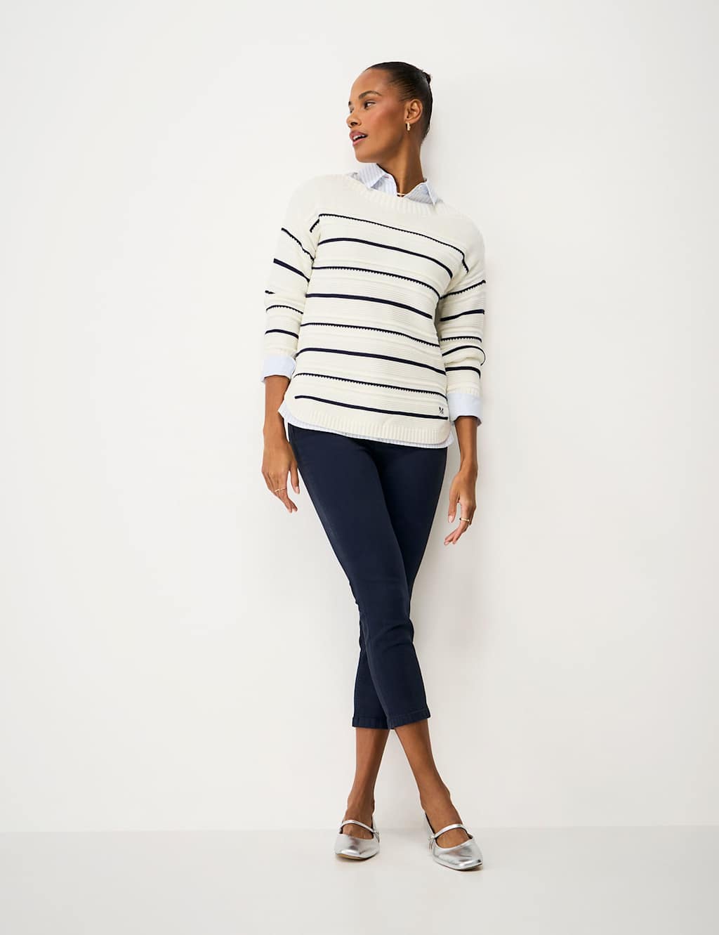 Crew Clothing Women's Mid Rise Slim Fit Cropped Jeans - 10 - Navy - Available at M&S