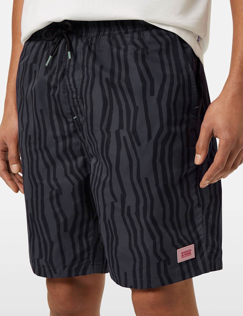 Pocketed Printed Longer Length Swim Shorts