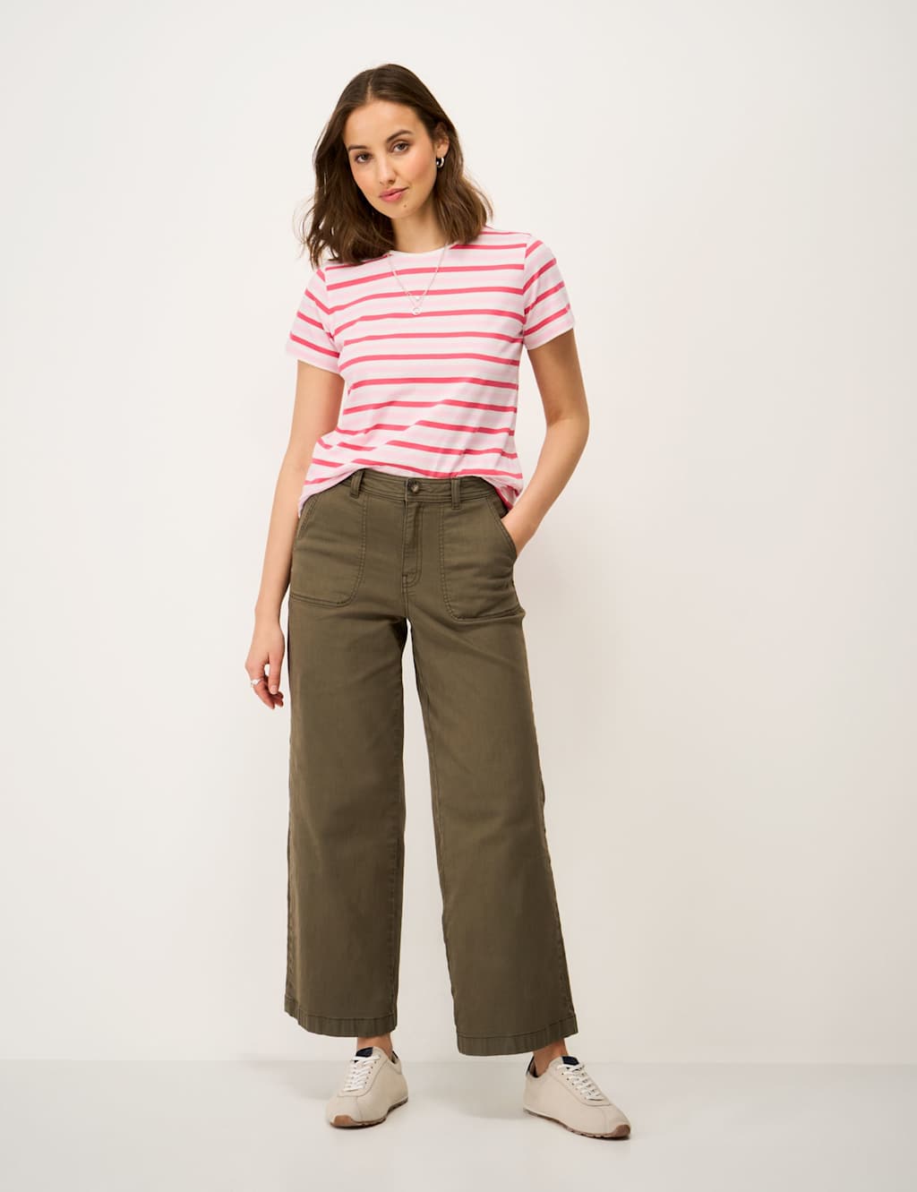 Crew Clothing Women's Pure Cotton Striped T-Shirt - 18 - Light Pink - Available at M&S
