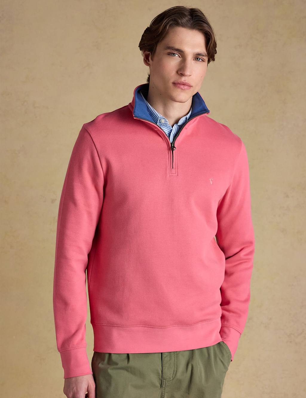 Joules Men's Pure Cotton Quarter Zip Sweatshirt - 2XL - Pink - Available at M&S