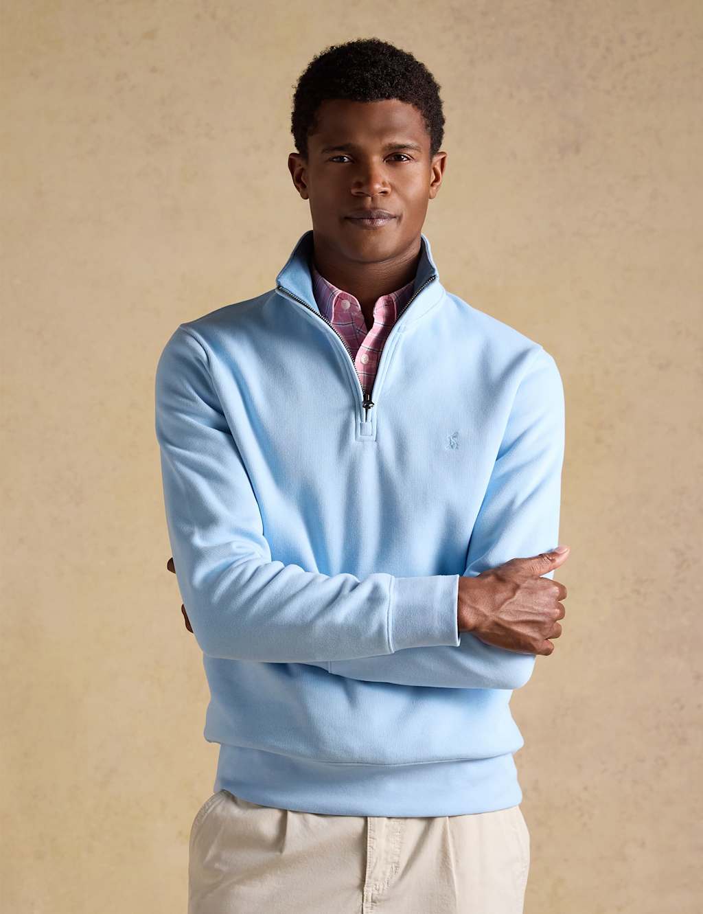 Joules Men's Pure Cotton Quarter Zip Sweatshirt - M - Blue - Available at M&S