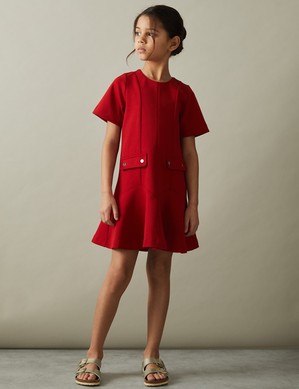 Plain red dress for girl outlet