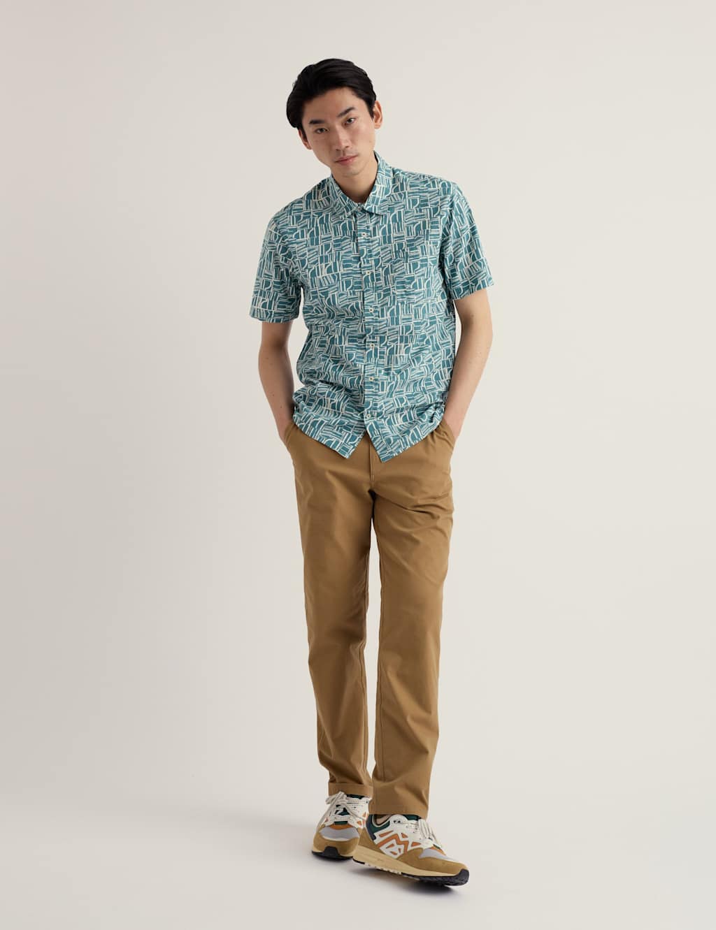 Seasalt Cornwall Men's Pure Cotton Geometric Short Sleeve Shirt - M - Blue Mix - Available at M&S