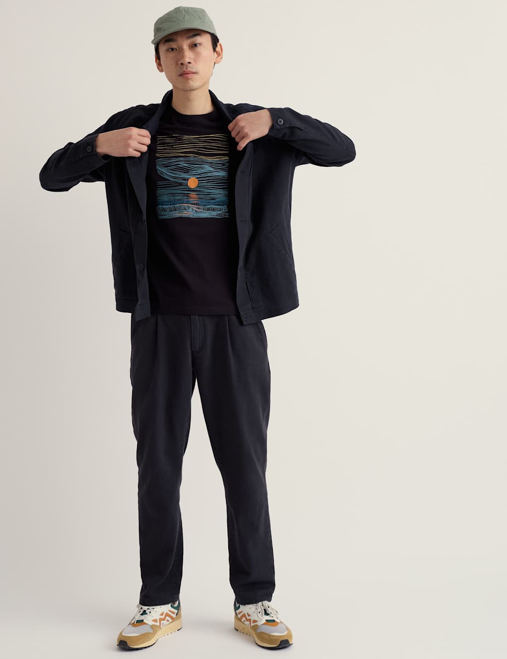 Seasalt Cornwall Men's Pure Cotton Sunset Graphic T-Shirt - XL - Black Mix - Available at M&S