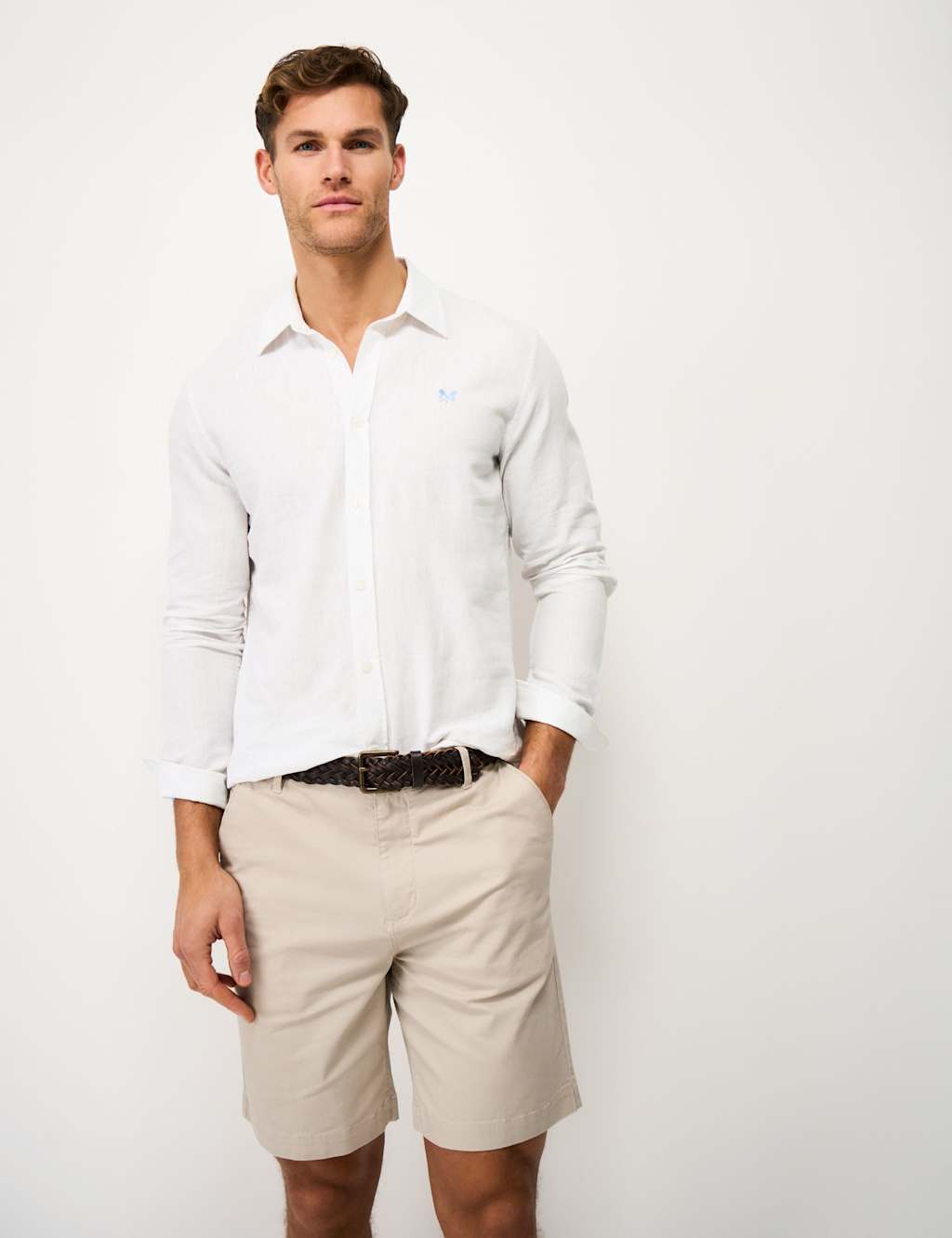 Crew Clothing Men's Regular Fit Cotton Linen Blend Shirt - 3XL - White - Available at M&S