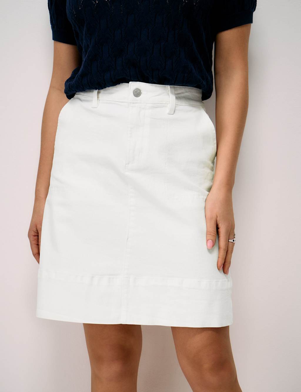 Crew Clothing Women's Denim Knee Length A-Line Skirt - 18 - White - Available at M&S