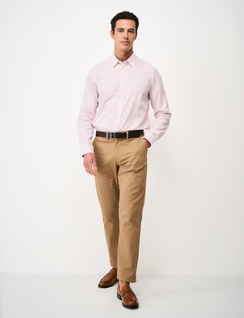 Crew Clothing Men's Regular Fit Pure Cotton Striped Oxford Shirt - XL - Light Pink Mix - Available at M&S