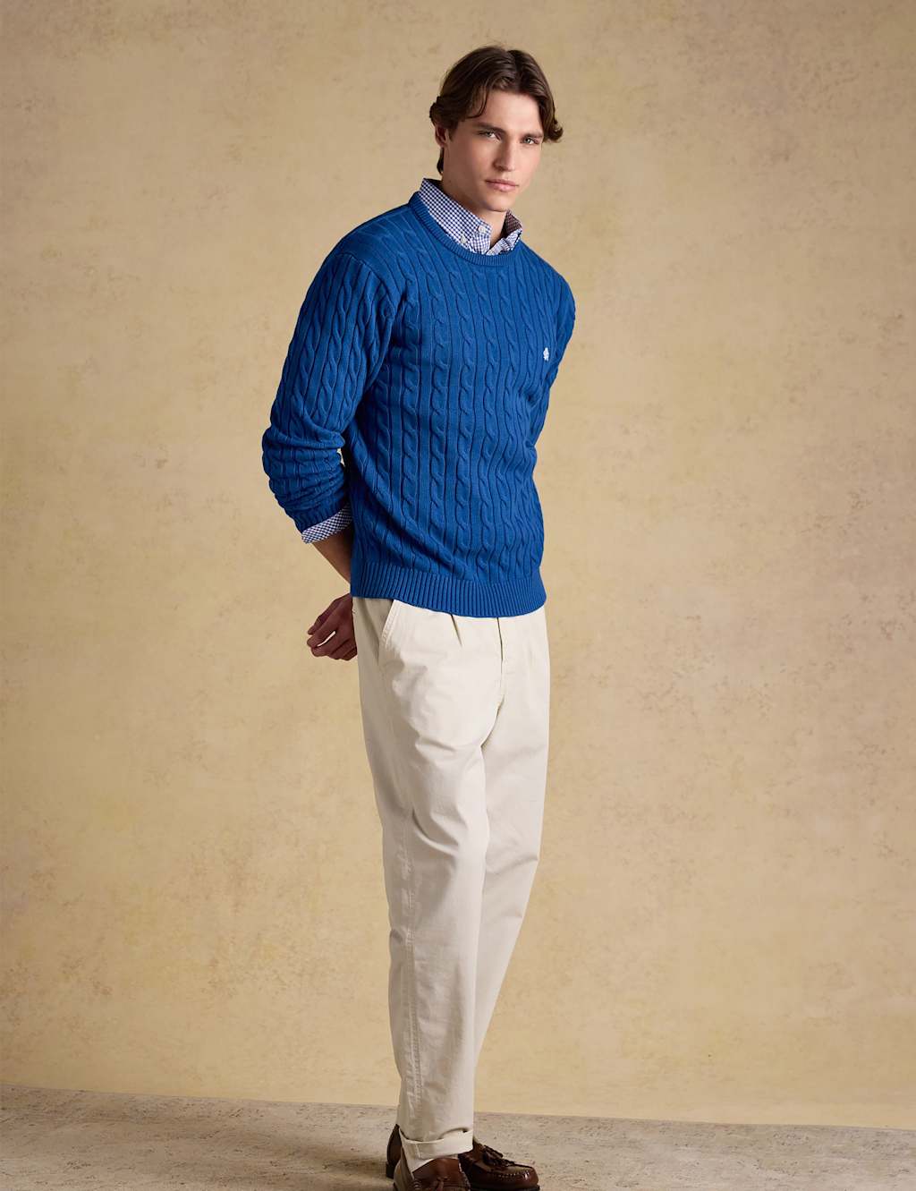 Joules Men's Pure Cotton Cable Knit Jumper - M - Navy - Available at M&S