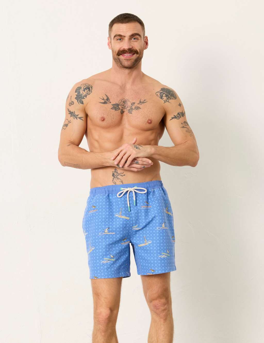 Fatface Men's Printed Swim Shorts - XL - Blue Mix - Available at M&S