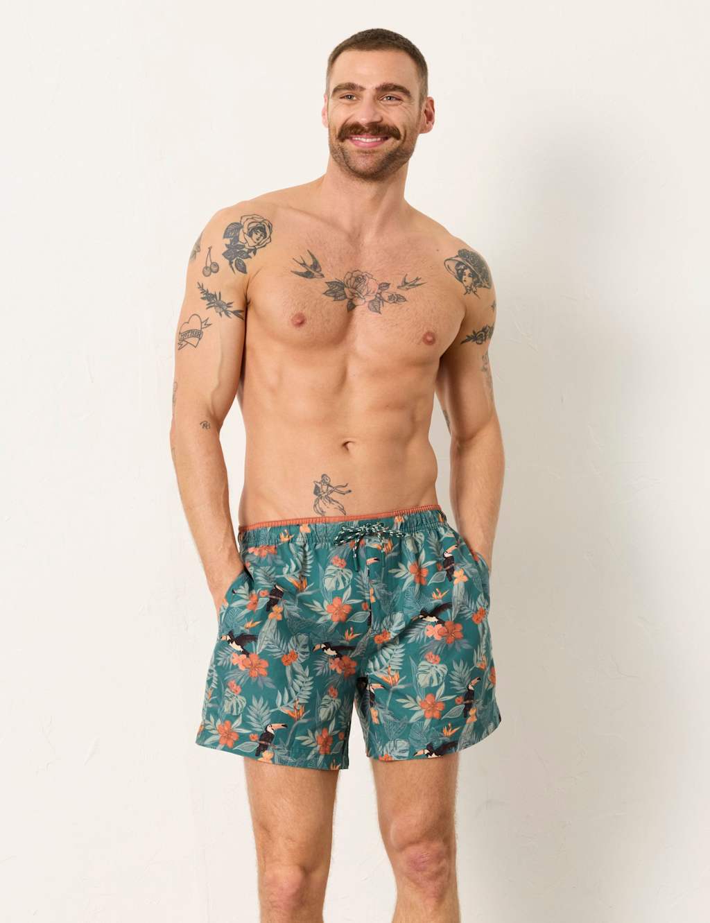 Fatface Men's Printed Swim Shorts - 3XL - Teal Mix - Available at M&S