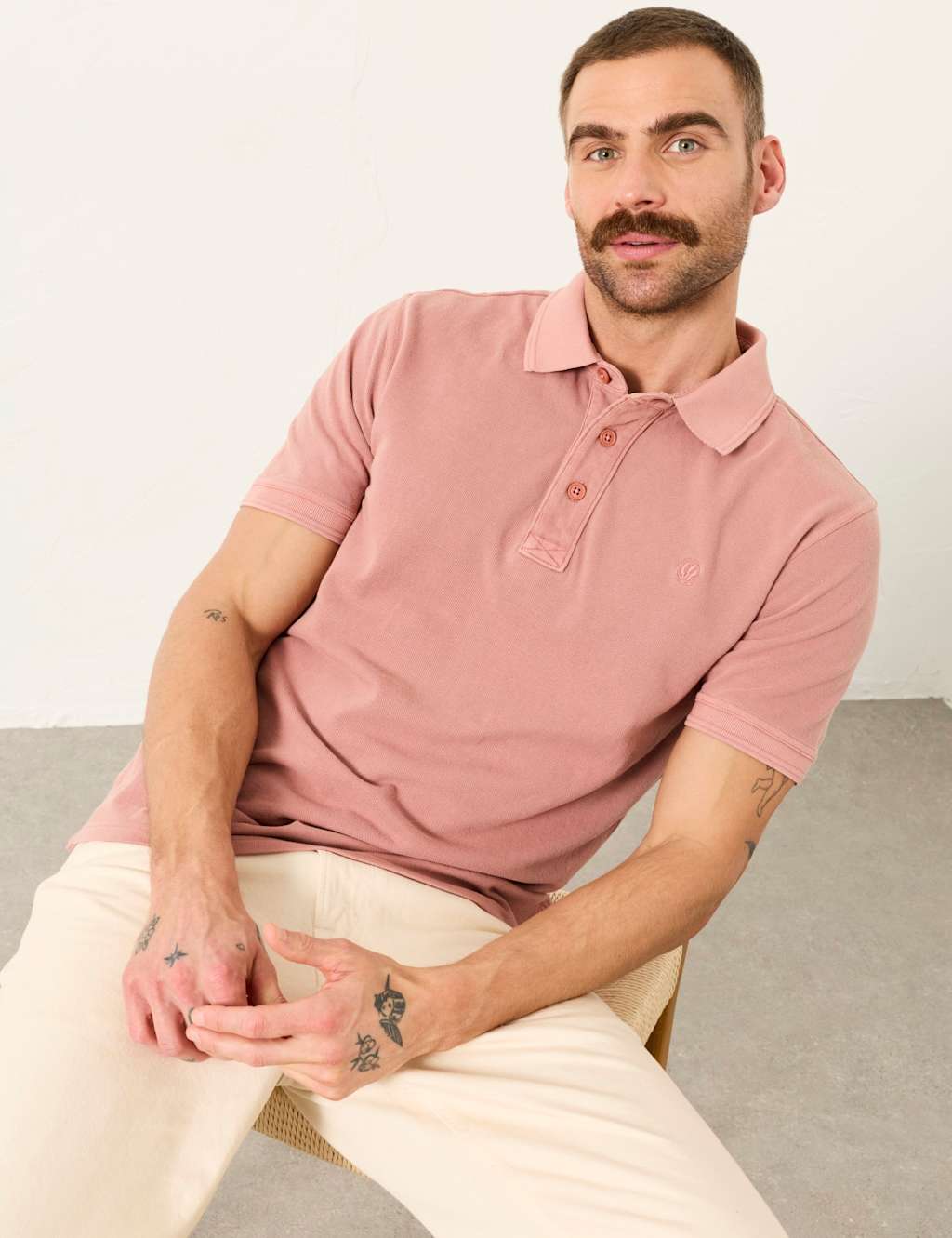 Fatface Men's Pure Cotton Pique Polo Shirt - 2XL - Pink - Available at M&S