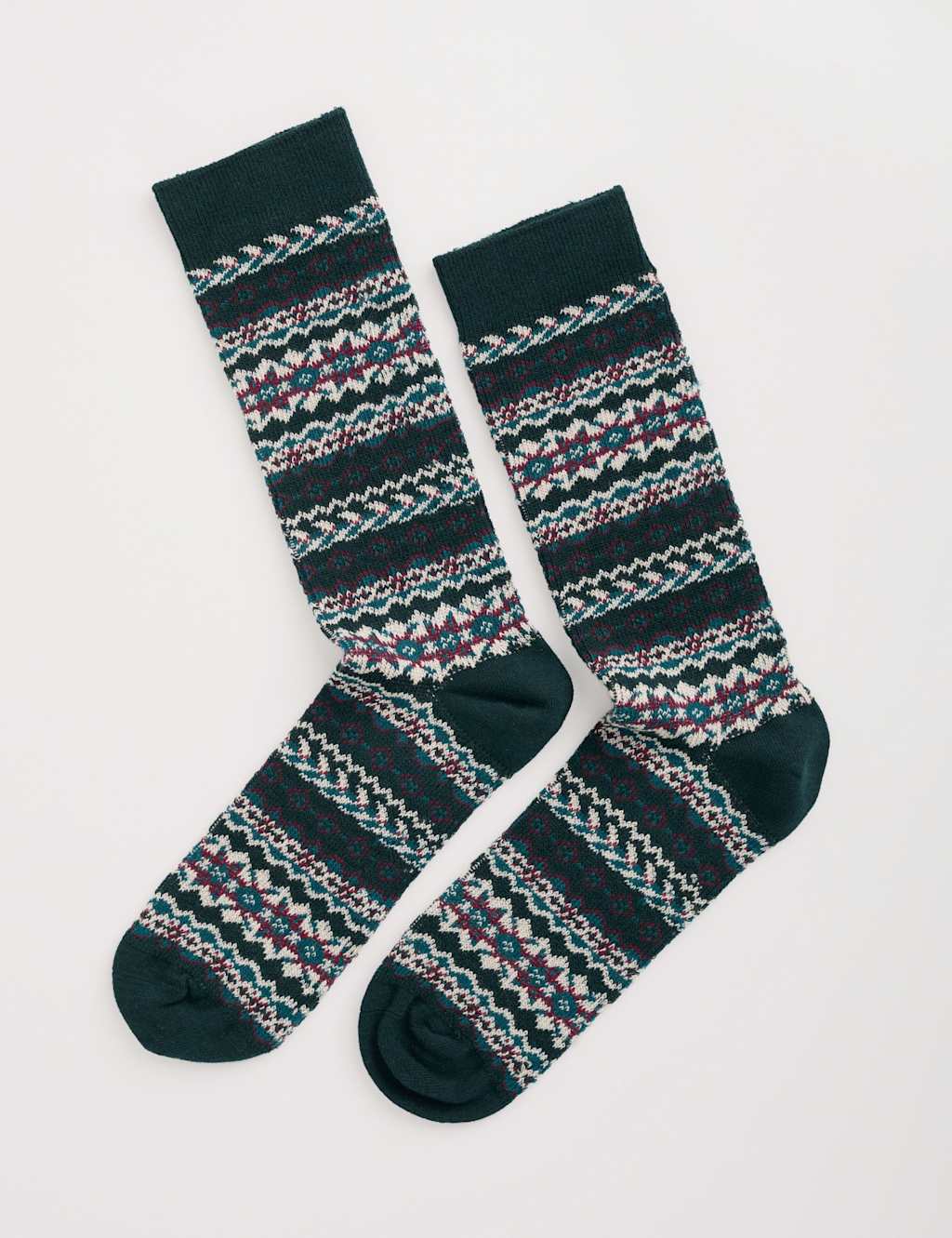 Seasalt Cornwall Fair Isle Cotton Rich Socks Teal Mix