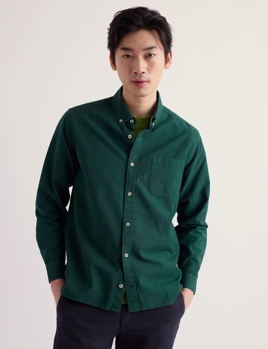 Seasalt Cornwall Men's Relaxed Fit Garment Dye Oxford Shirt - L - Dark Green - Available at M&S