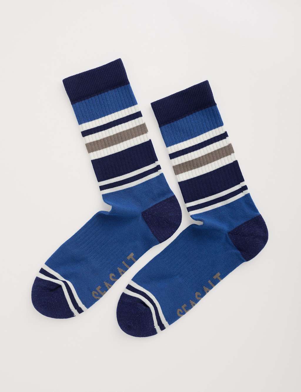 Seasalt Cornwall Striped Cotton Rich Cushioned Socks Blue Mix