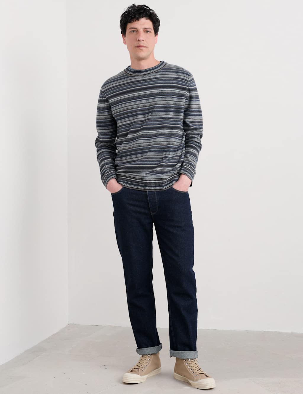 Seasalt Cornwall Men's Notebook Jumpe - L - Blue Mix, Blue Mix