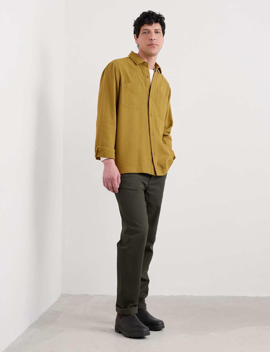 Seasalt Cornwall Men's Relaxed Fit Pure Cotton Jacquard Overshirt - Yellow, Yellow
