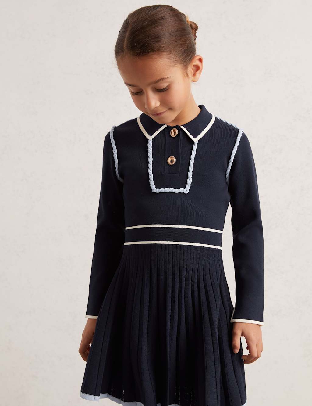 Reiss Knitted Pleated Dress (3-14 Yrs) Dark Blue