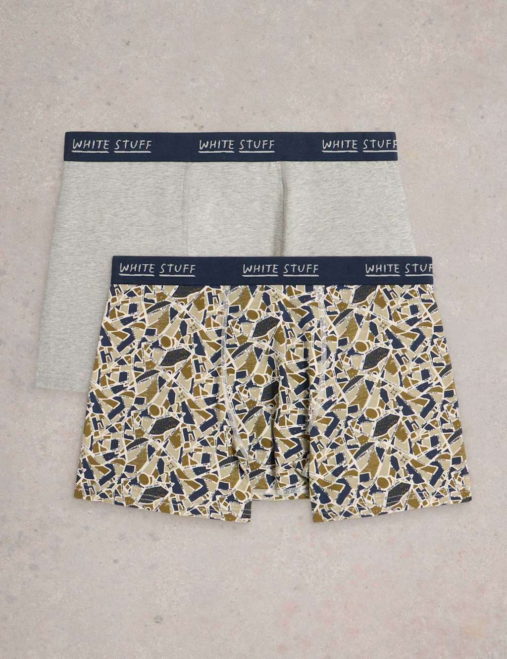 White Stuff 2 Pack Cotton Rich Patterned Boxers Grey Mix
