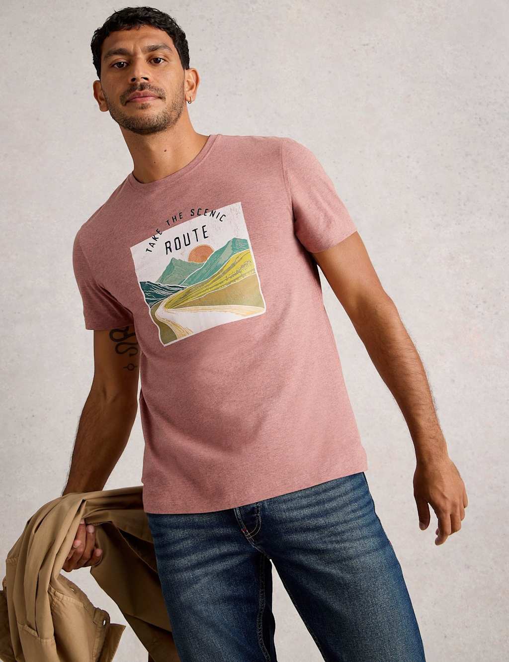White Stuff Cotton Rich Scenic Graphic T-Shirt Pink Mix