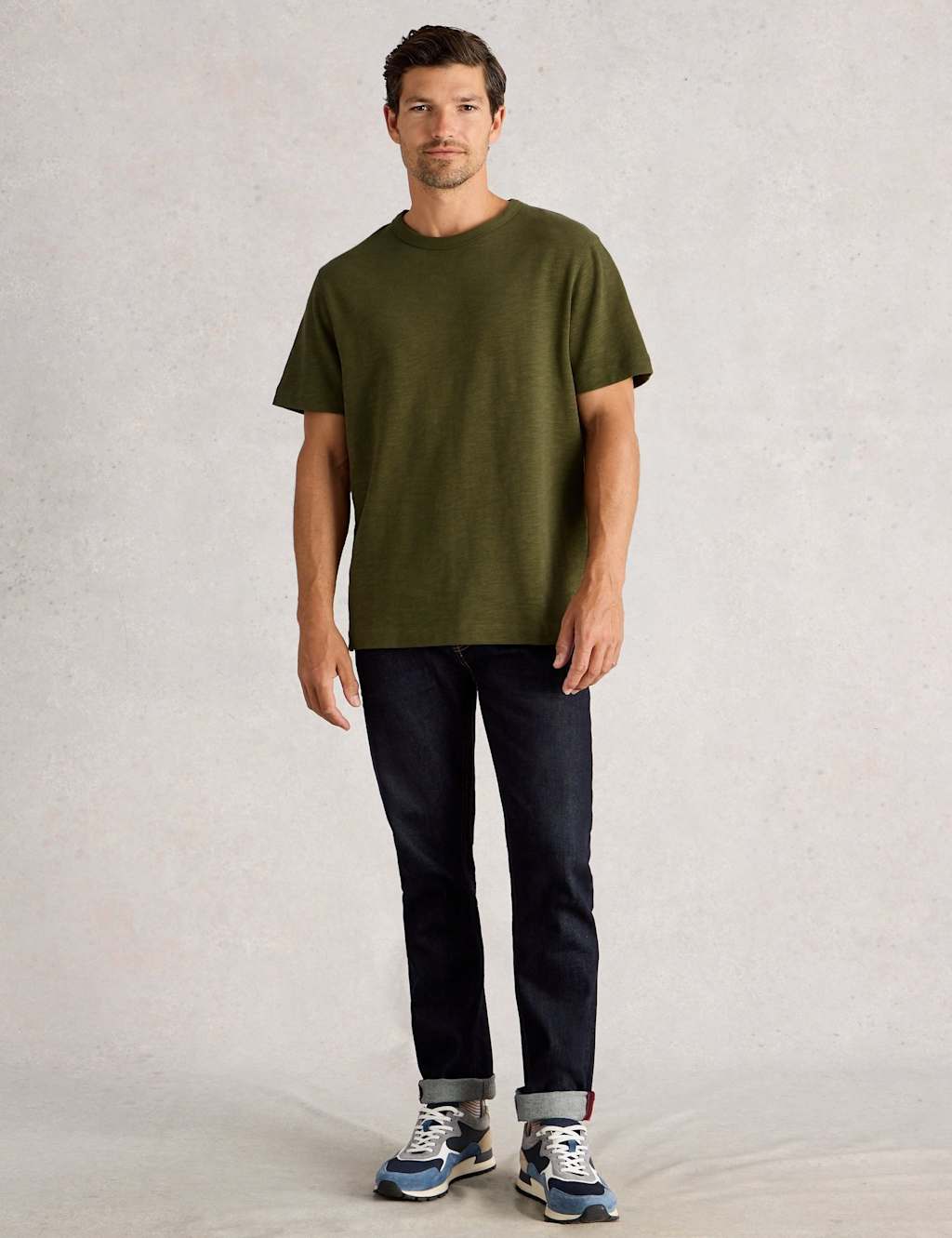 White Stuff Pure Cotton Crew Neck T-Shirt Khaki