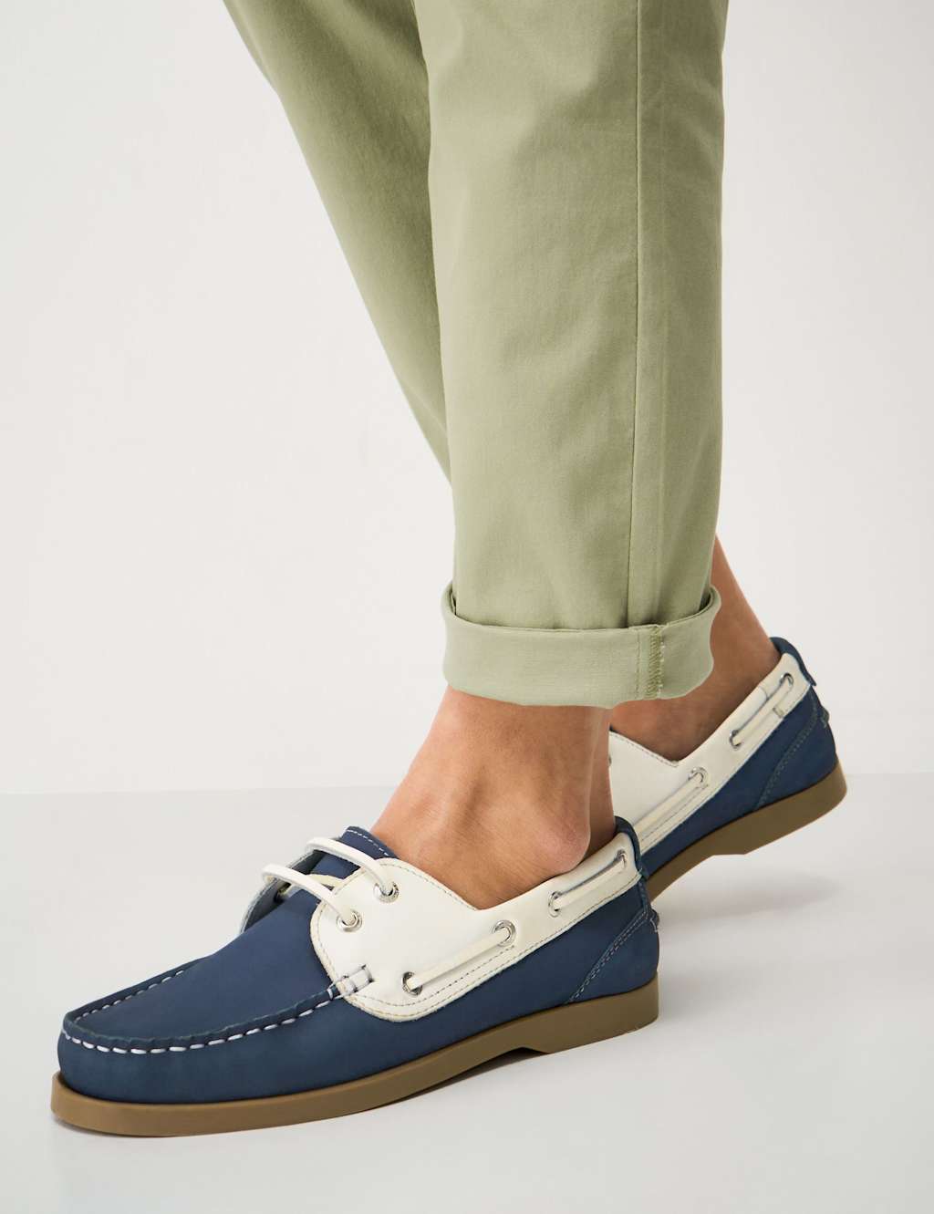 Crew Clothing Women's Leather Lace Up Flat Boat Shoes - 39 - Navy Mix - Available at M&S