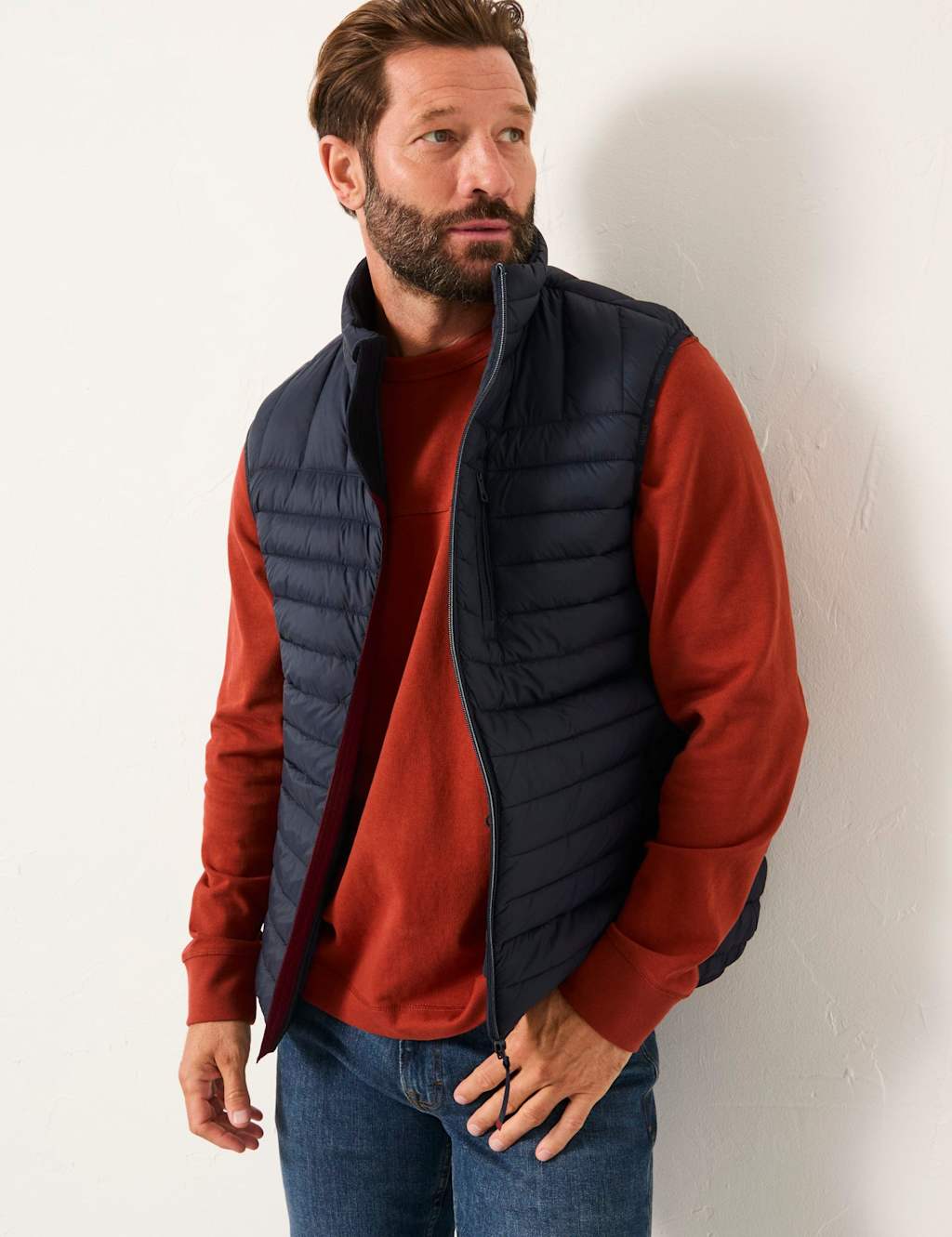 Fatface Men's Funnel Neck Gilet - LREG - Navy, Navy