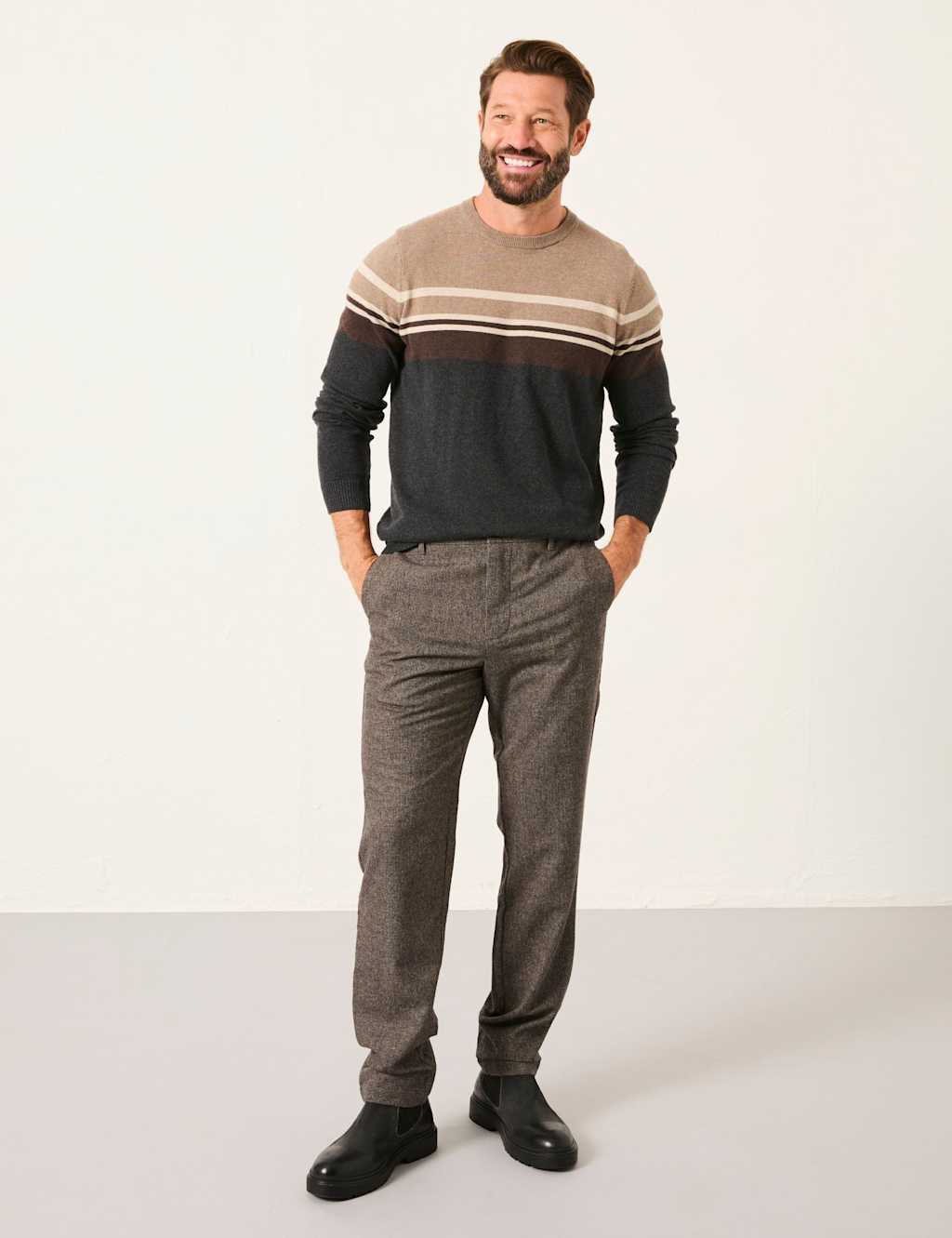 Fatface Men's Wool Rich Trousers - 36REG - Brown, Navy,Brown