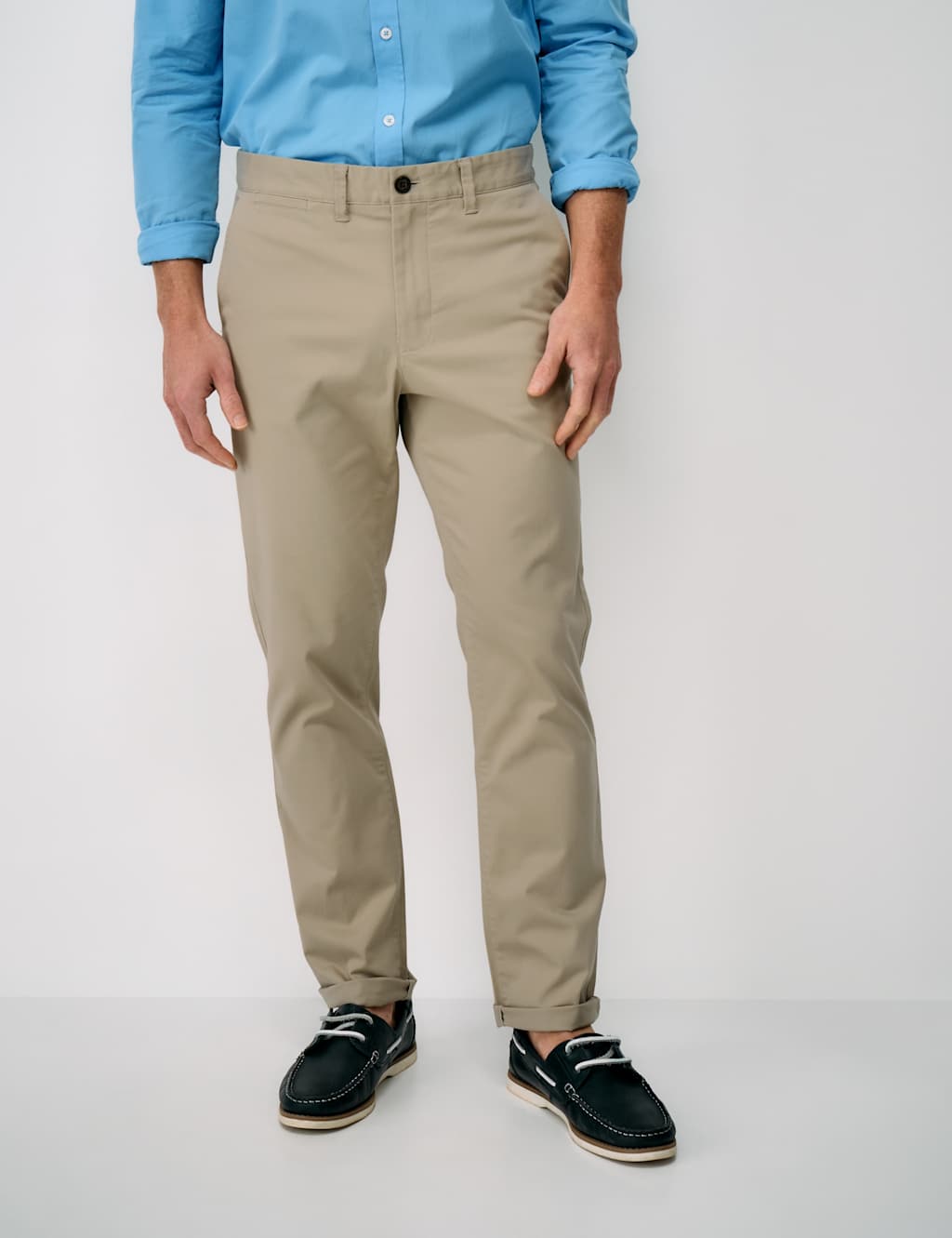 Crew Clothing Men's Slim Fit Cotton Rich Washed Stretch Chinos - 38 - Stone - Available at M&S