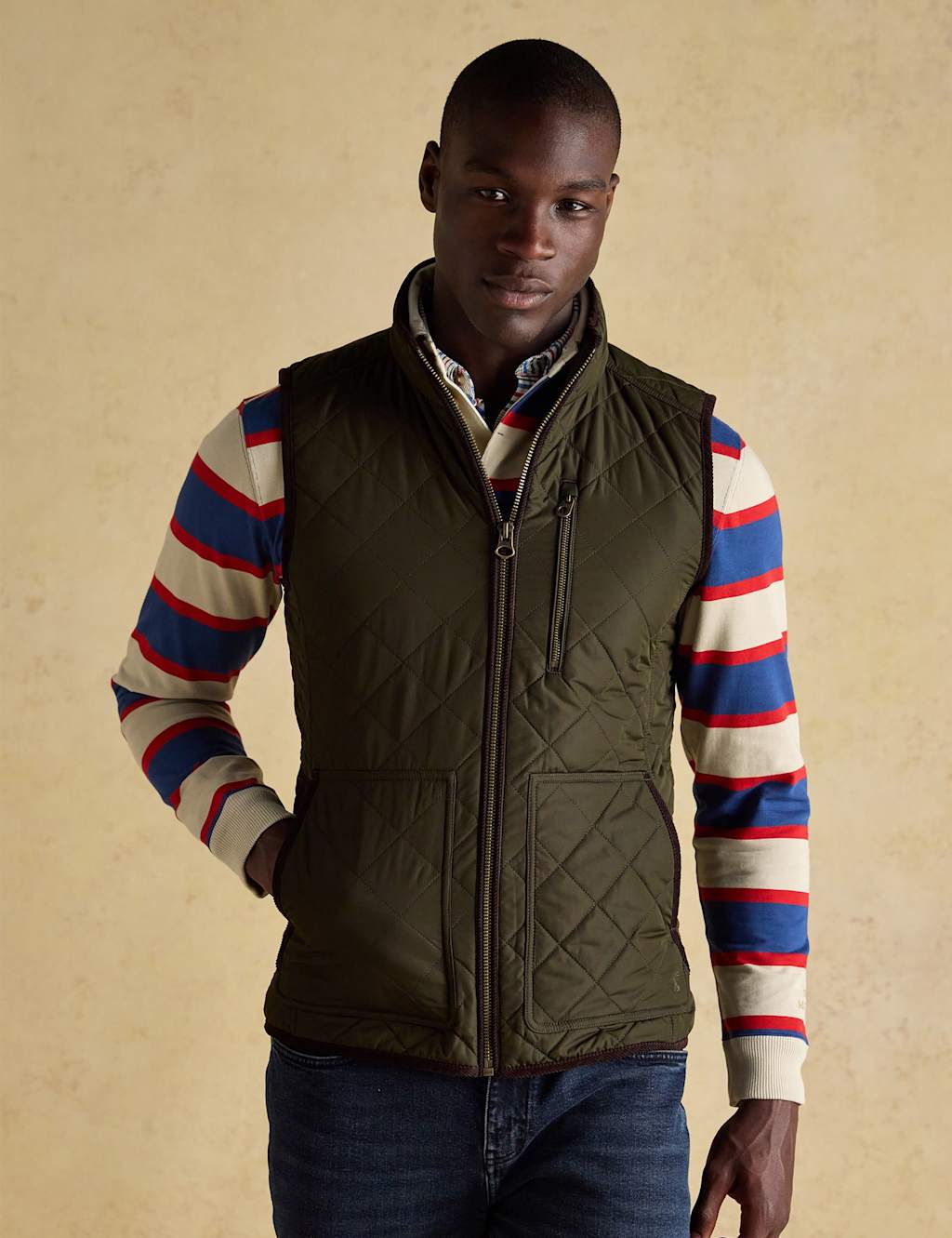 Joules Quilted Gilet Dark Khaki