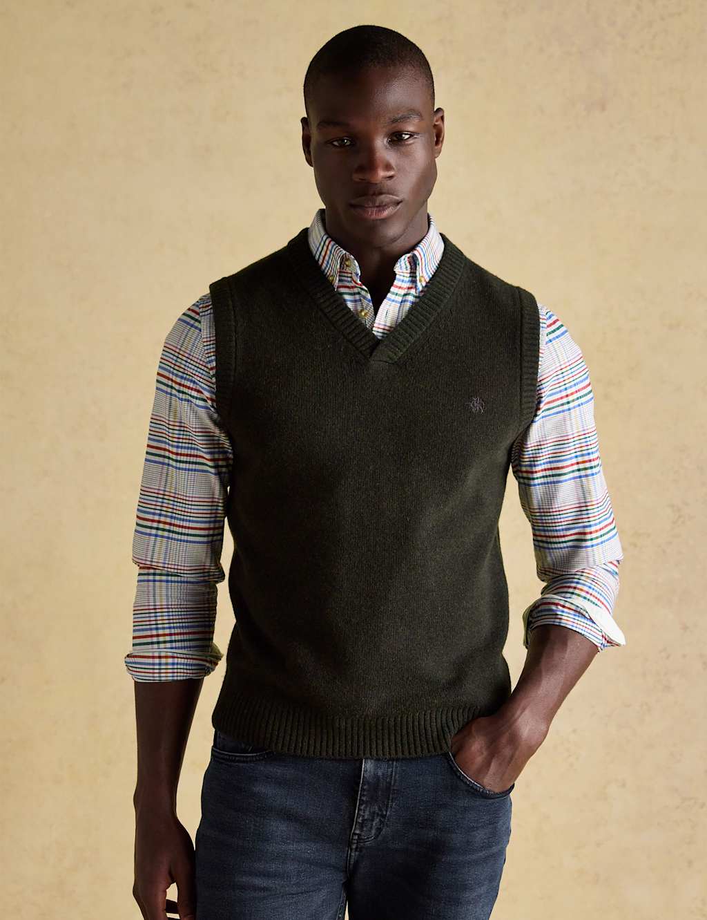 Joules Wool Rich Knitted Vest Dark Green