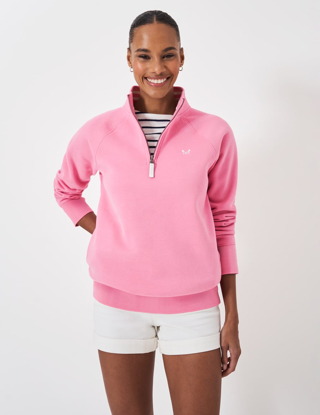 Cotton Rich Funnel Neck Half Zip Sweatshirt