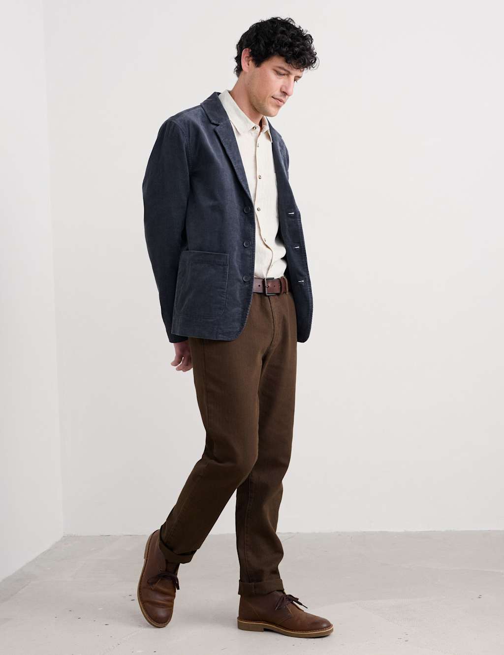 Seasalt Cornwall Relaxed Fit Pure Cotton Textured Blazer Grey