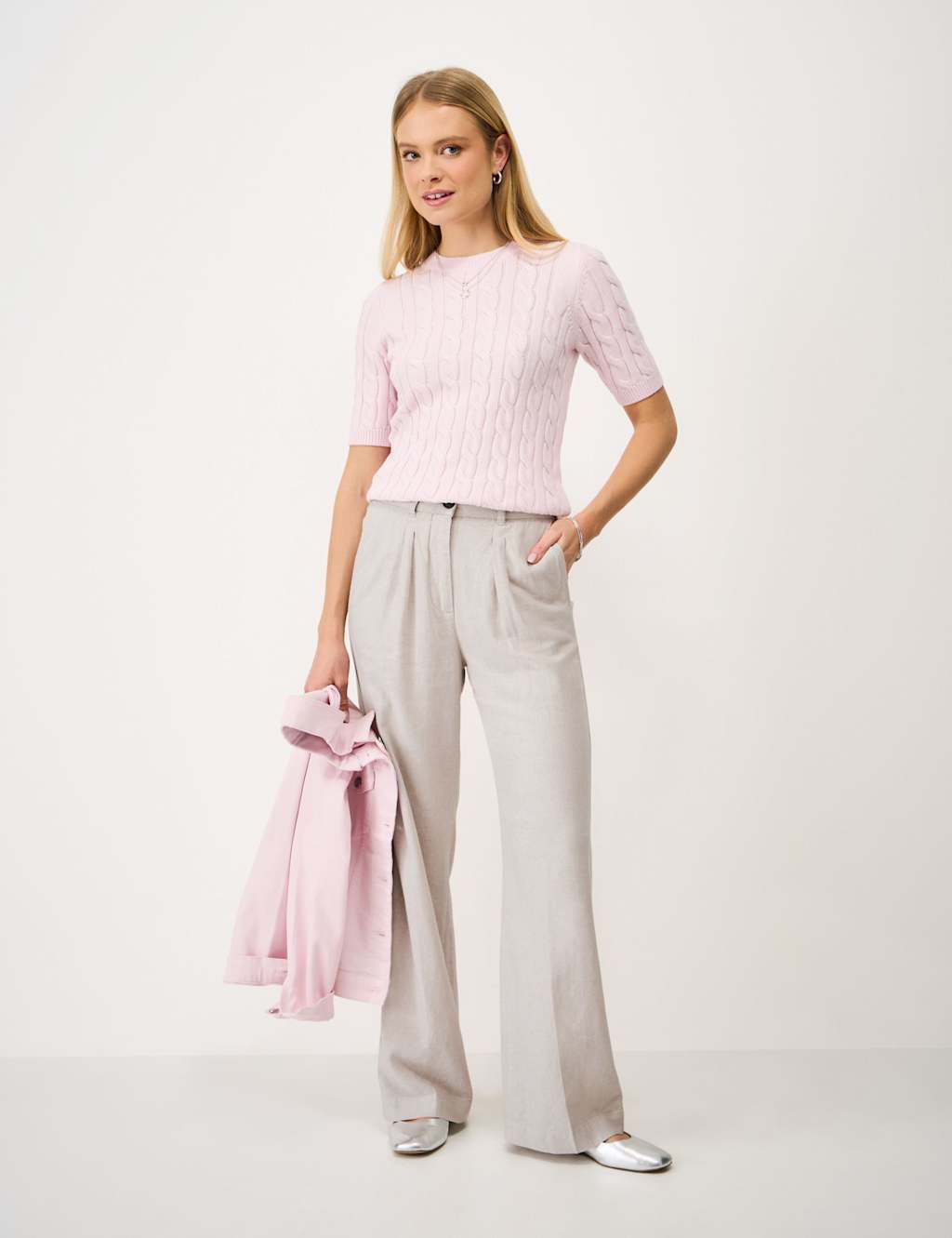 Crew Clothing Women's Linen Rich Wide Leg Trousers - 16 - Stone - Available at M&S