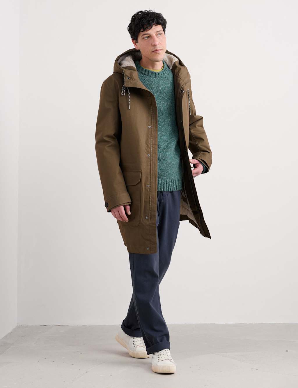 Seasalt Cornwall Pure Cotton Waterproof Coat Green