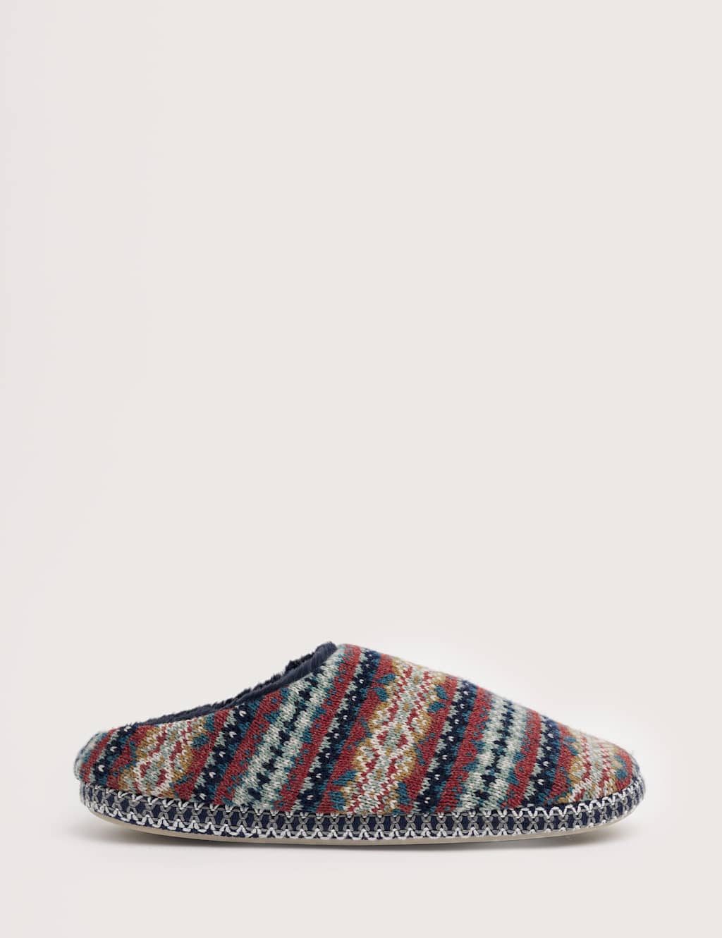 Seasalt Cornwall Lambswool Rich Fair Isle Mule Slippers Red Mix