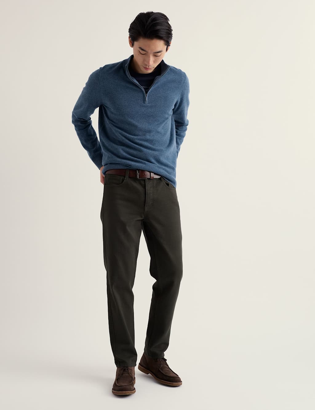 Seasalt Cornwall Men's Merino Wool Rich Half Zip Jumper - L - Blue - Available at M&S