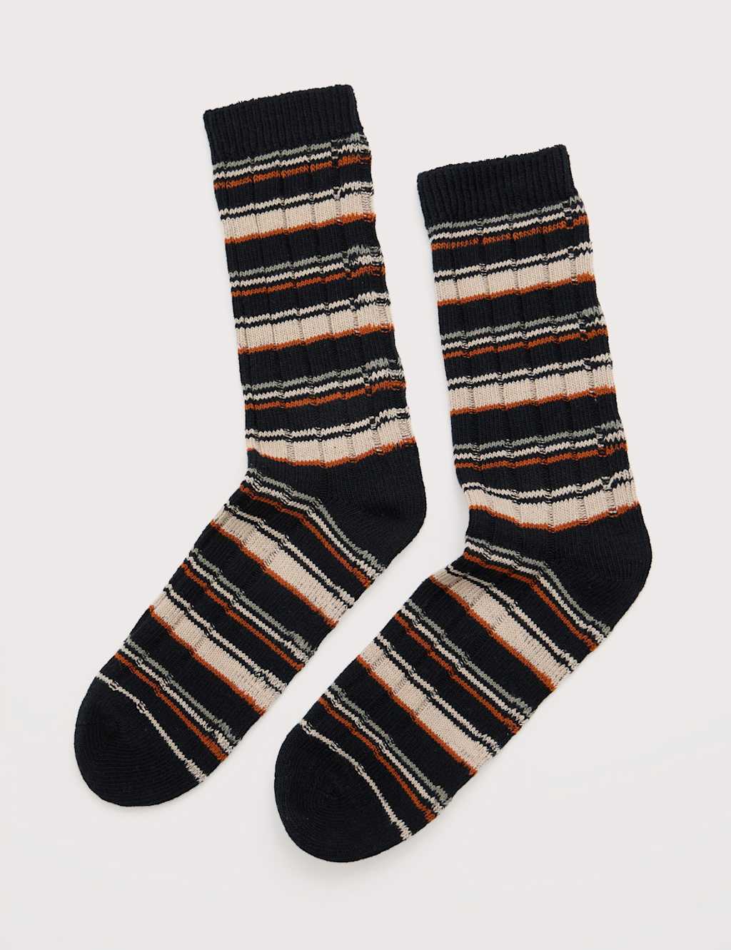 Seasalt Cornwall Striped Cotton Rich Socks Navy Mix