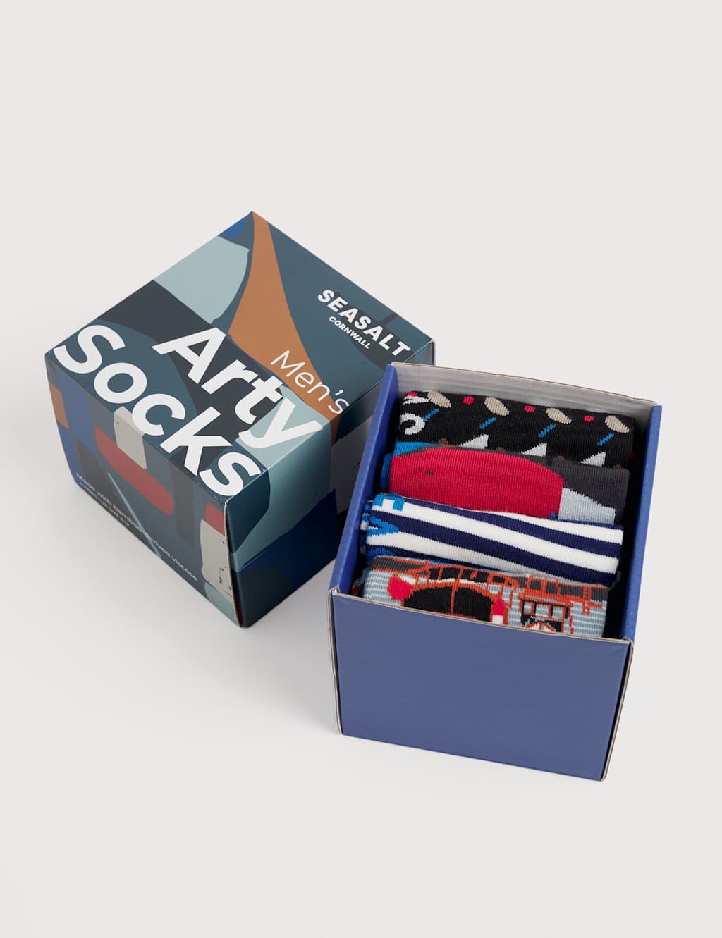 Seasalt Cornwall 4pk Assorted Cotton Rich Socks Navy Mix