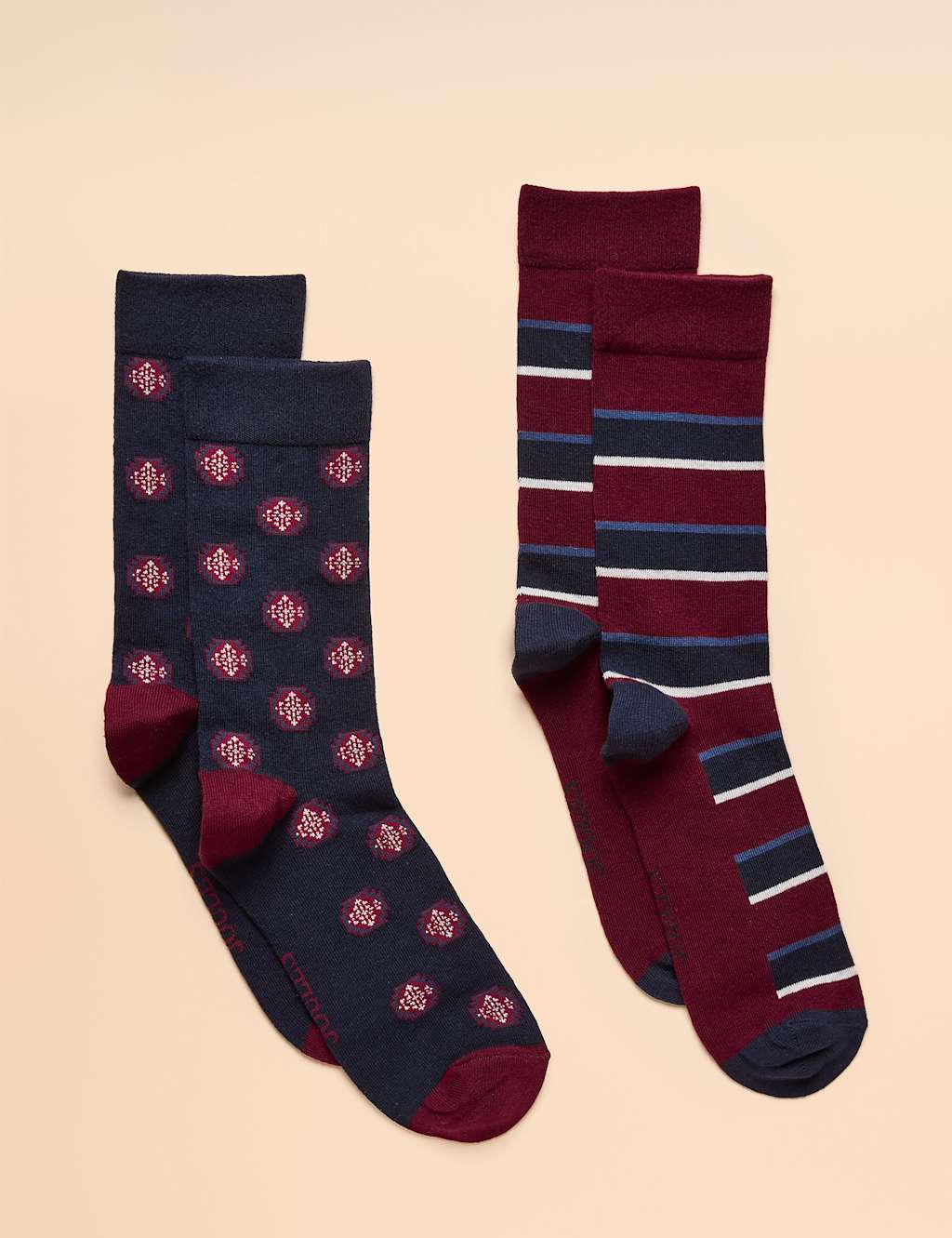 Joules 2 Pack Assorted Cotton Rich Socks Navy Mix